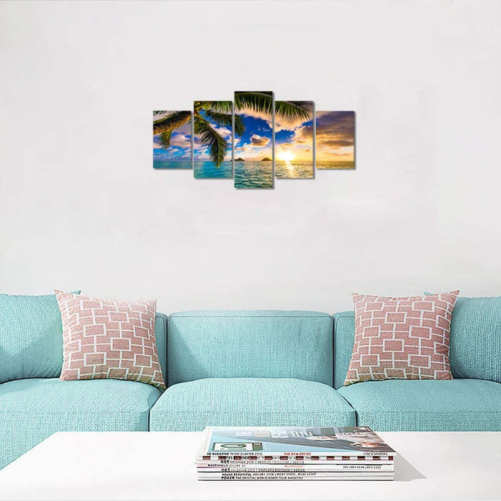 5 Piece Beach Sunset Canvas Wall Art Paintings | Bowlift