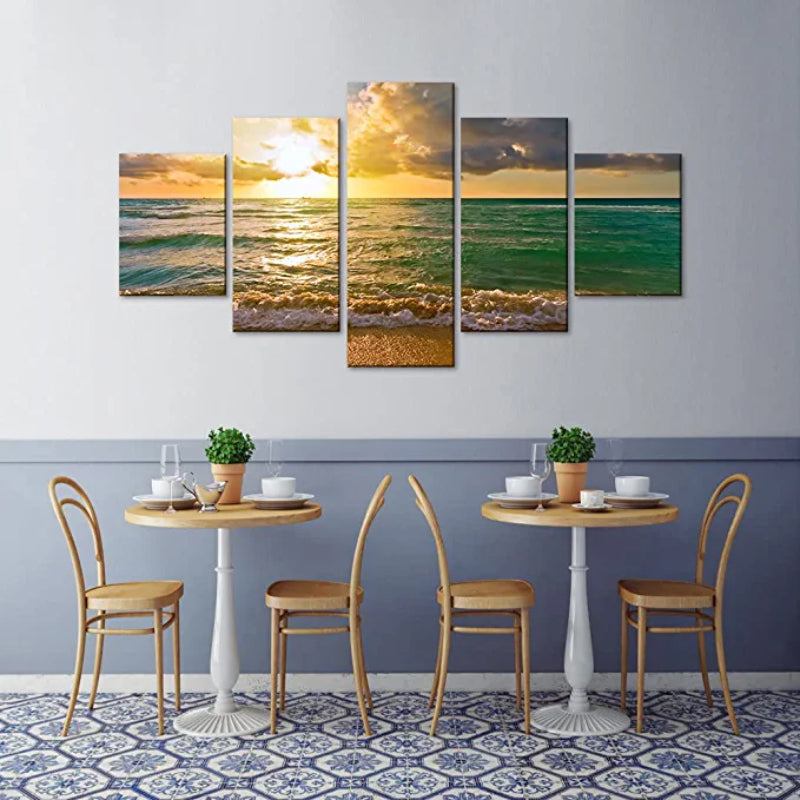 5 Pieces Sunset Seascape Landscape Painting | Bowlift