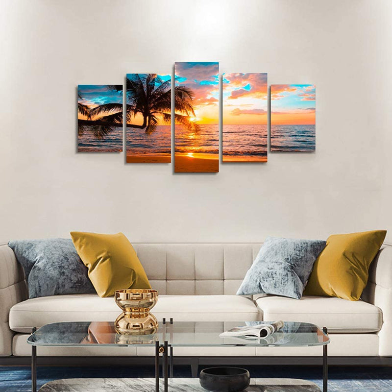 5 Piece Abstract Beach - Canvas Wall Art Painting | Bowlift