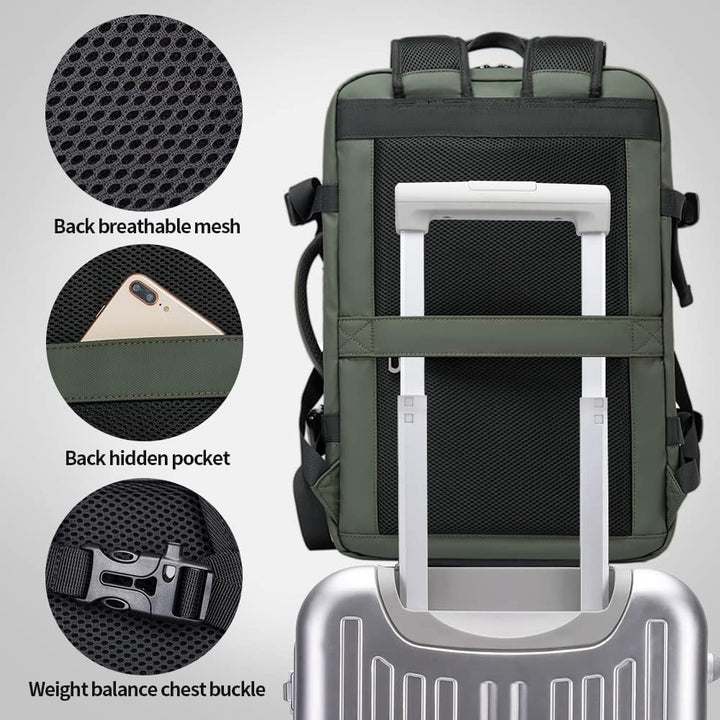Expandable 26–45L Waterproof Travel Backpack with Laptop Sleeve & Duffle Carry | Bowlift