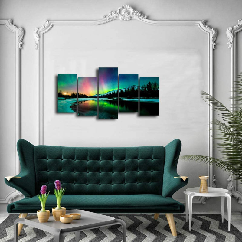 5 Piece Aurora Canvas Wall Art Painting | Bowlift