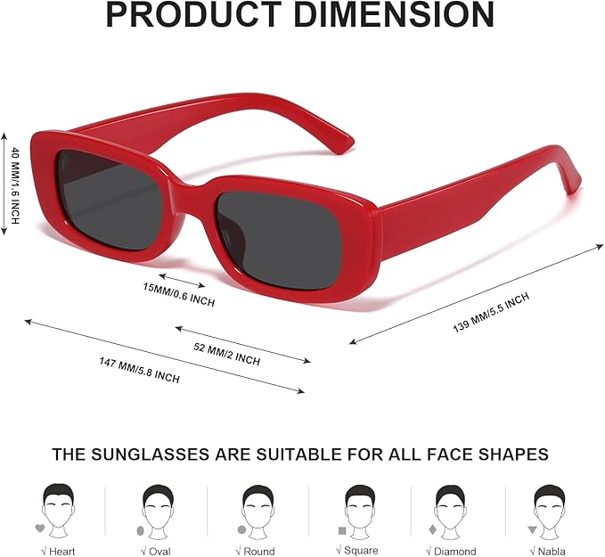 Retro Rectangular Y2K Sunglasses - Aria | Bowlift