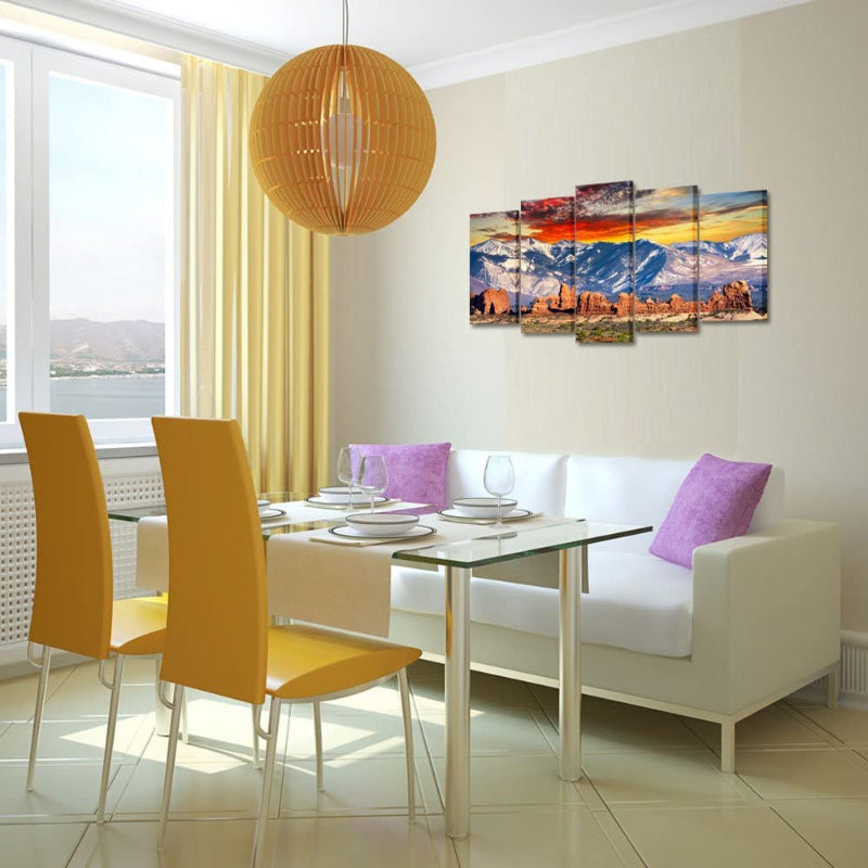 Set Of 5 Mountain Landscape Canvas Wall Art Painting | Bowlift