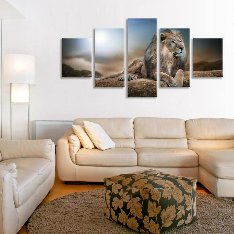 Set Of 5 Lion Print Wall Art Canvas | Bowlift