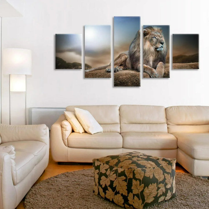 Set Of 5 Lion Print Wall Art Canvas | Bowlift