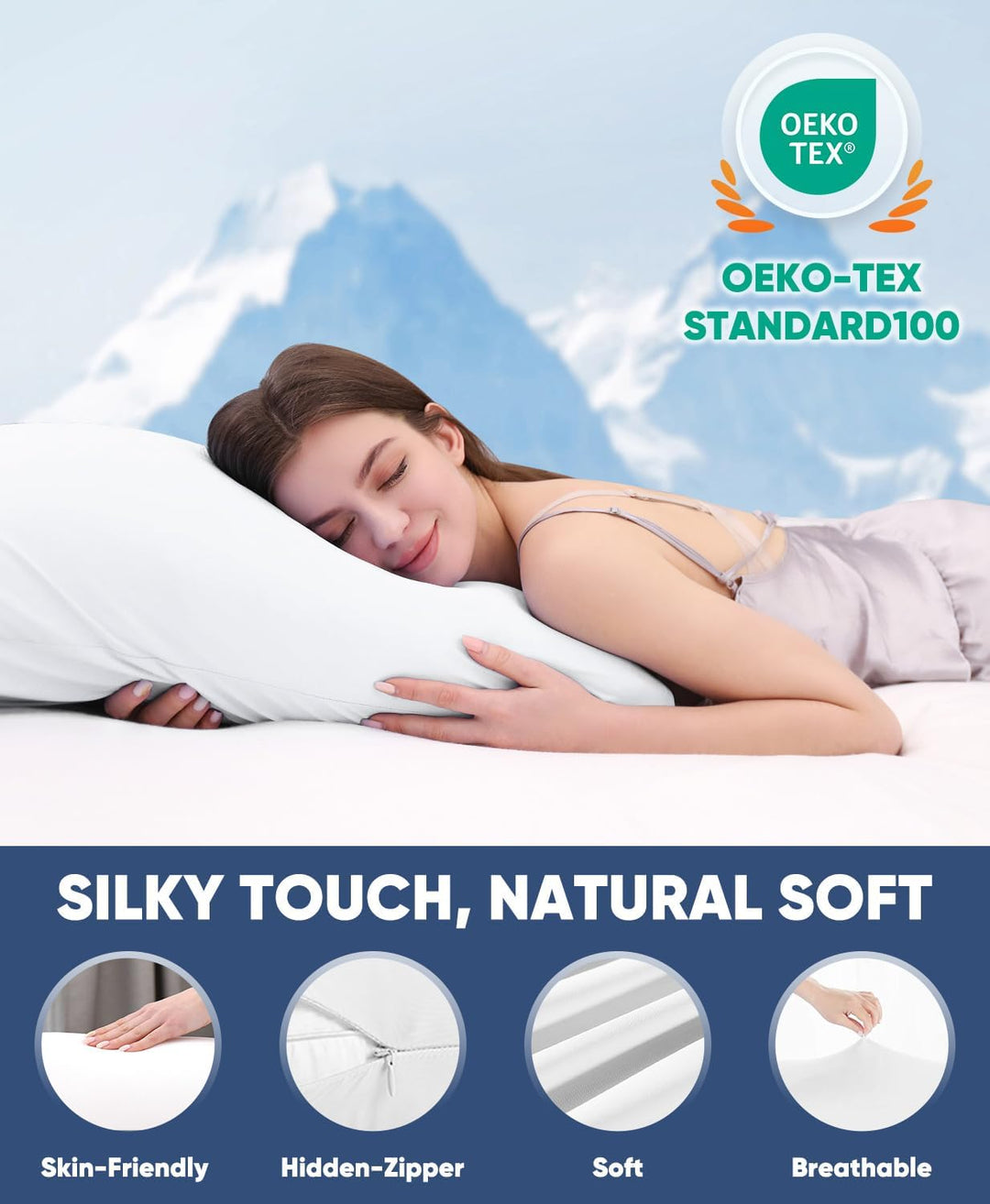 2-Pack Premium Silky Super Cooling White Pillowcases –  Extreme Q-Max 0.5 | Bowlift
