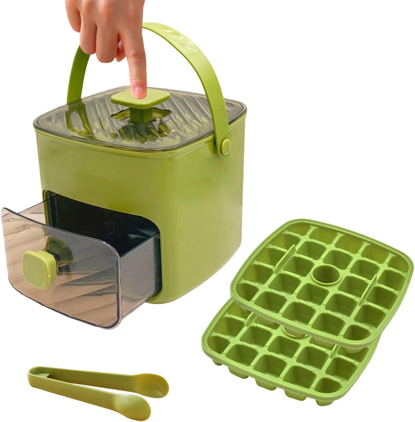 BowLift | Ice cube tray with lid and waste, ice tray for freezer, flexible ice cube trays