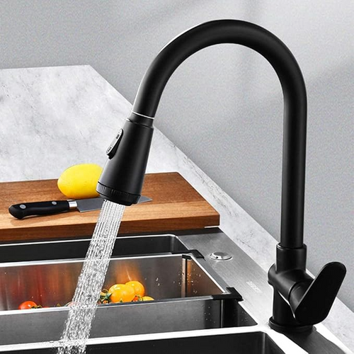 BowLift | Velvra Matte Black Pull-Out Kitchen Tap with Dual Spray & Single Lever Control