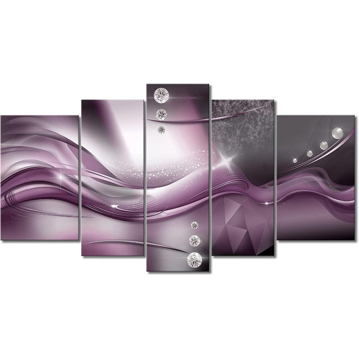 Set Of 5 Purple Wall Art Painting | Bowlift
