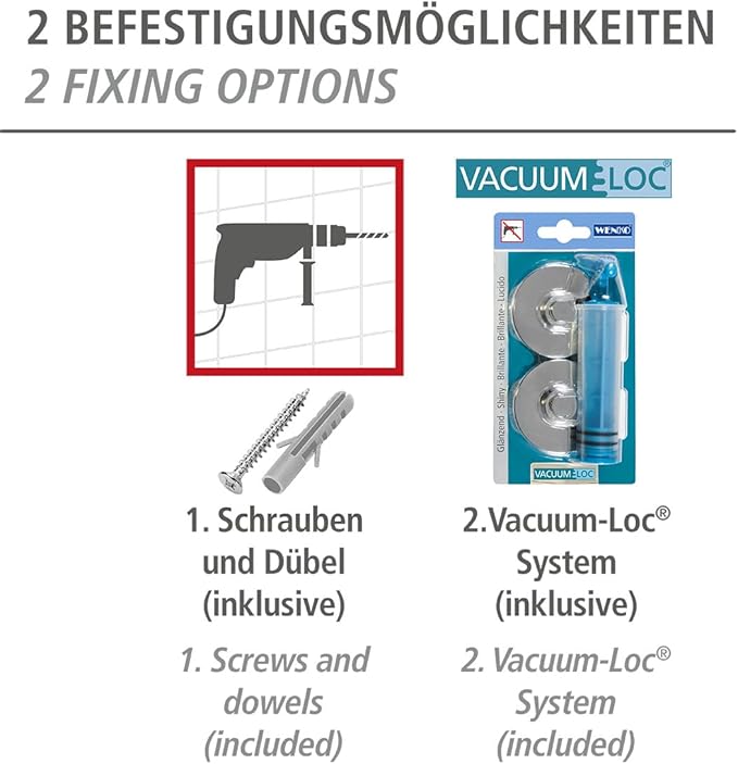 BowLift | Vacuum-Loc Wall Hooks Duo Capri – Drill-Free & Strong Wall Mounting for Bathroom & Kitchen