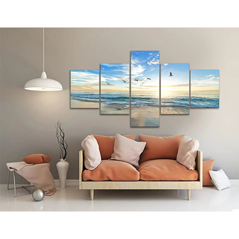 5 Pieces Seagulls Flying Artwork Canvas Painting | Bowlift