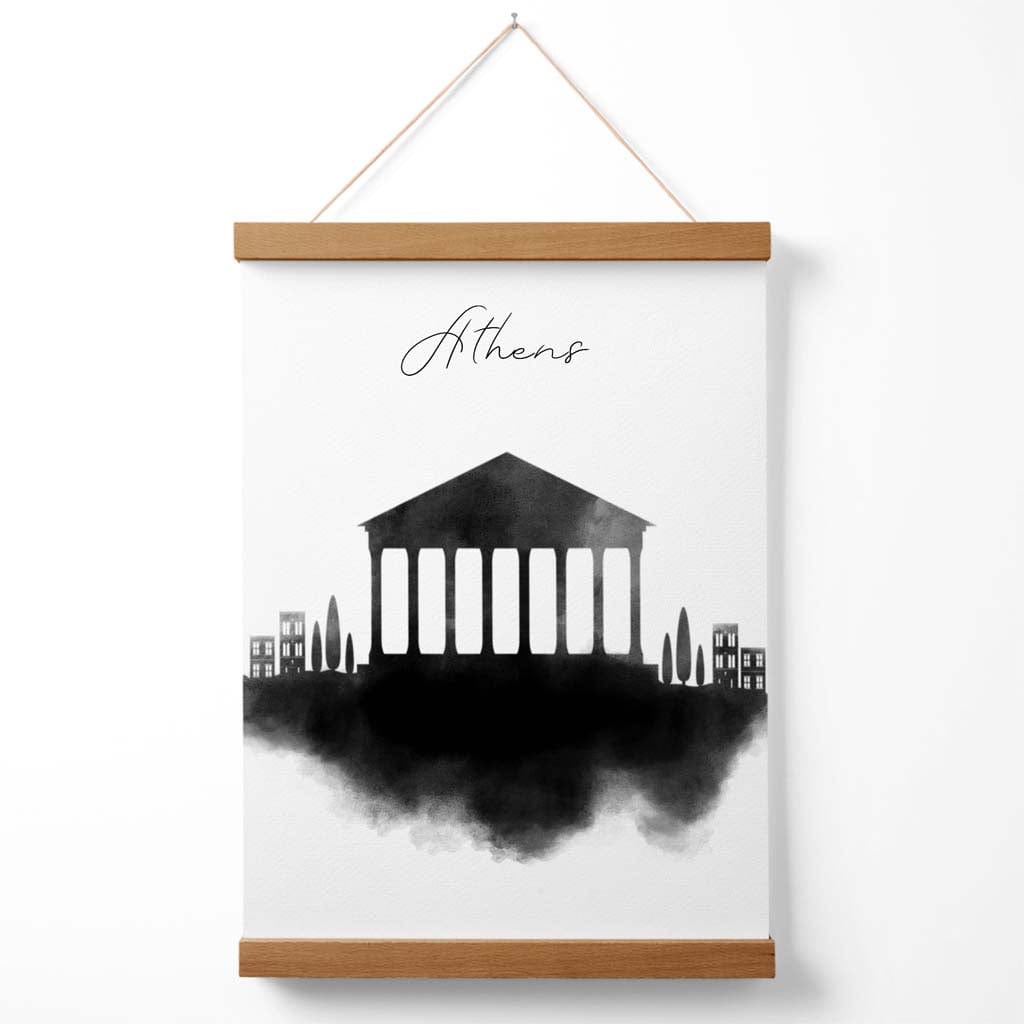 Athens Watercolor Skyline City Poster with Hanger | Bowlift