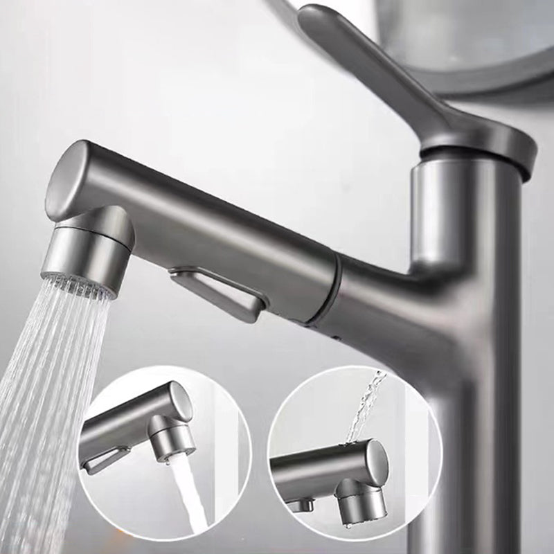BowLift | Modern Style Extendable Vessel Faucet Single Handle Low Arc Copper Vessel Faucet