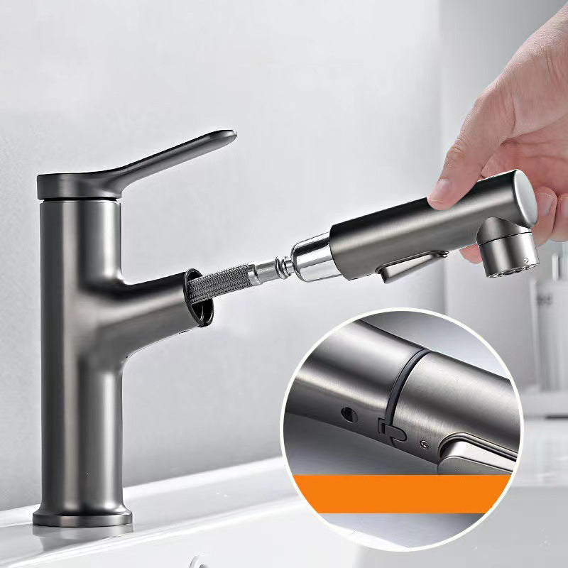 BowLift | Modern Style Extendable Vessel Faucet Single Handle Low Arc Copper Vessel Faucet
