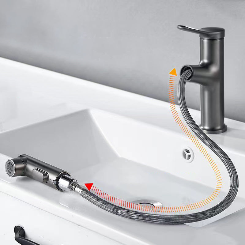 BowLift | Modern Style Extendable Vessel Faucet Single Handle Low Arc Copper Vessel Faucet