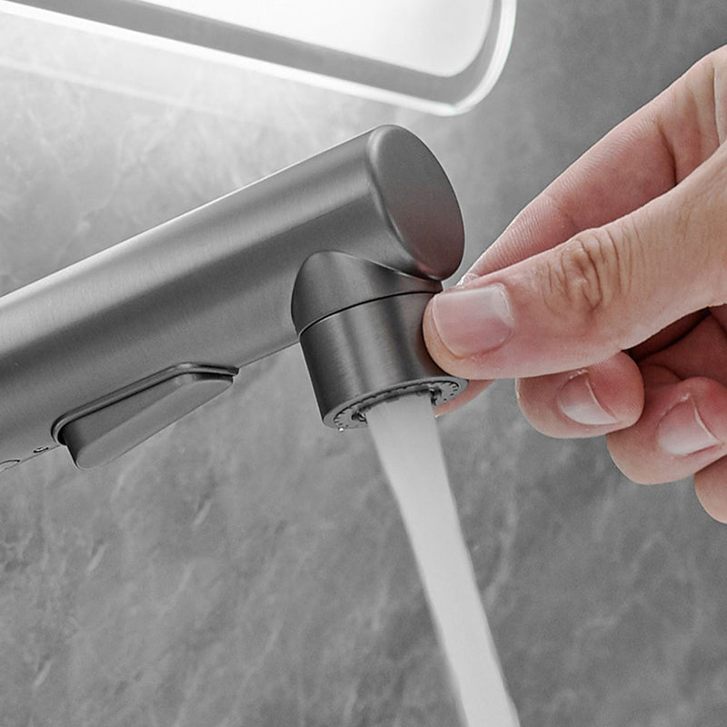 BowLift | Modern Style Extendable Vessel Faucet Single Handle Low Arc Copper Vessel Faucet