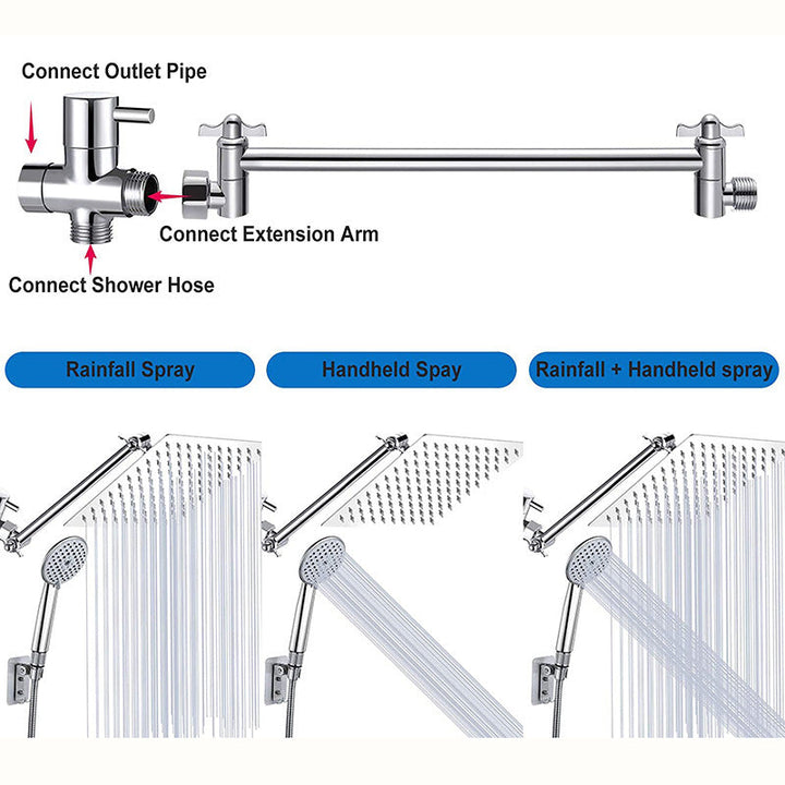 BowLift | Square Shape Double Shower Heads Modern Home Metal Double Shower Heads