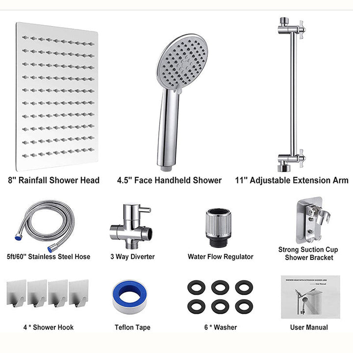 BowLift | Square Shape Double Shower Heads Modern Home Metal Double Shower Heads