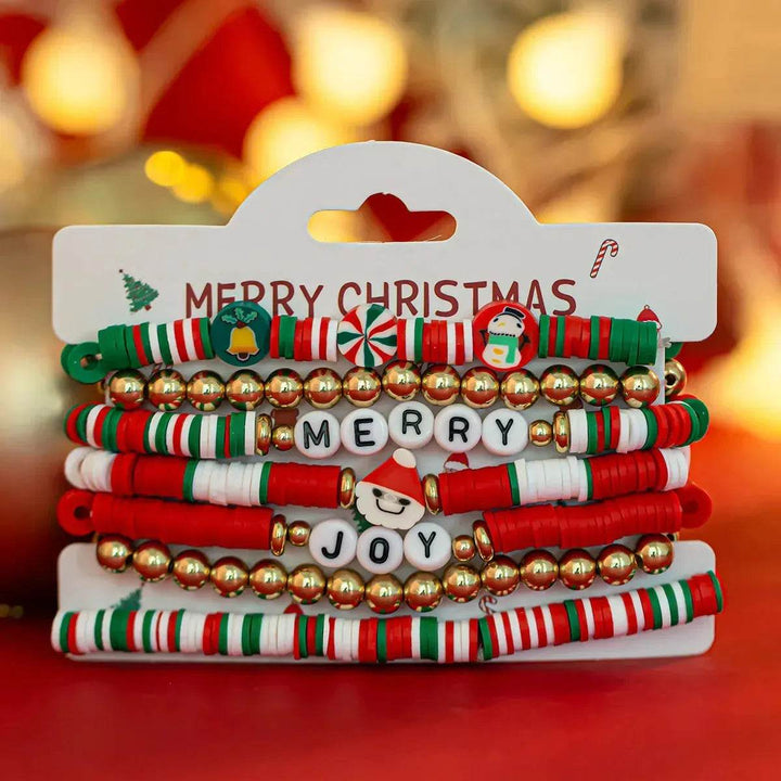 BowLift | Christmas Polymer Clay Color Bracelet set  Xmas gift idea