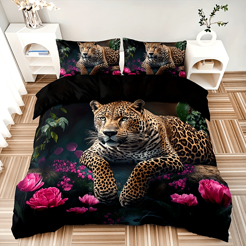 FierceFloral Bedset – Luxury Animal Print and Flowers Bowlift