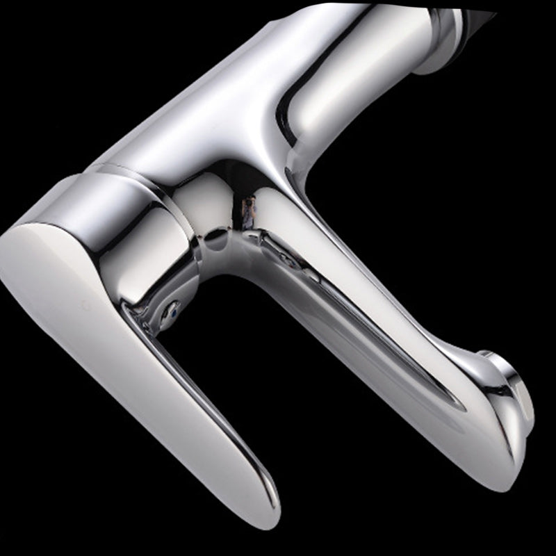 BowLift | Basic Metal Sink Faucet Silver Bathroom Faucet with Lever Handle