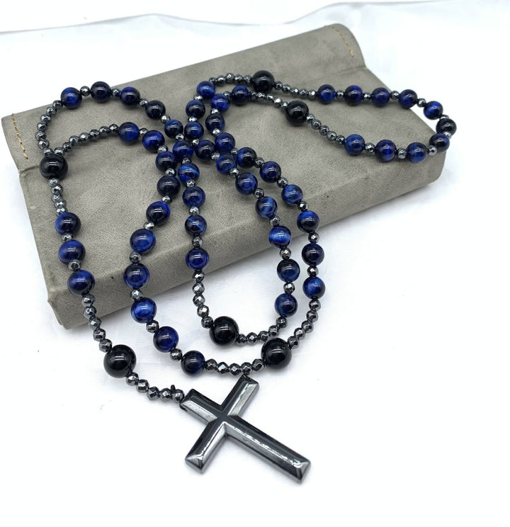 BowLift | Orion Spiritual Necklace with Tiger Eye & Lapis Lazuli – Men's Rosary