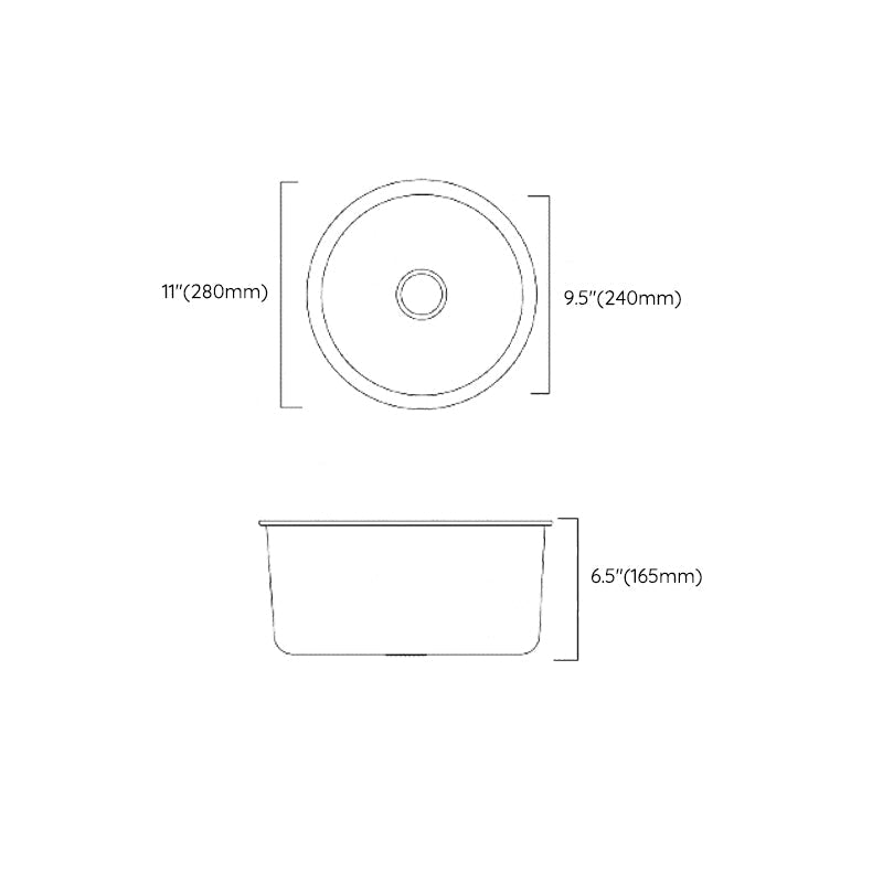 BowLift | Classic Round Sink Stainless Steel Built-in Sink Non-Slip Round Basin for the Kitchen