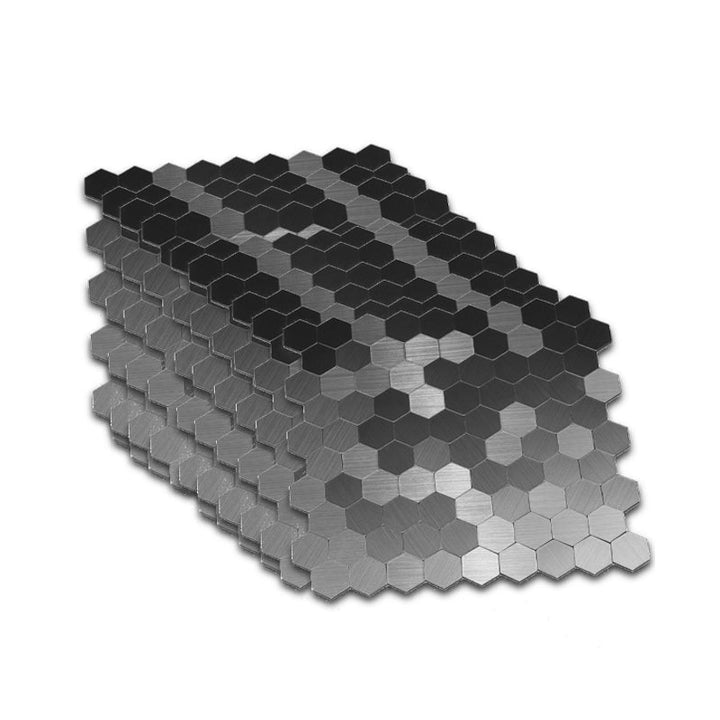 BowLift | Hexagonal Mosaic Tiles Metal Peel and Stick Tiles for Kitchen and Bathroom, 11.8" x 11.8"