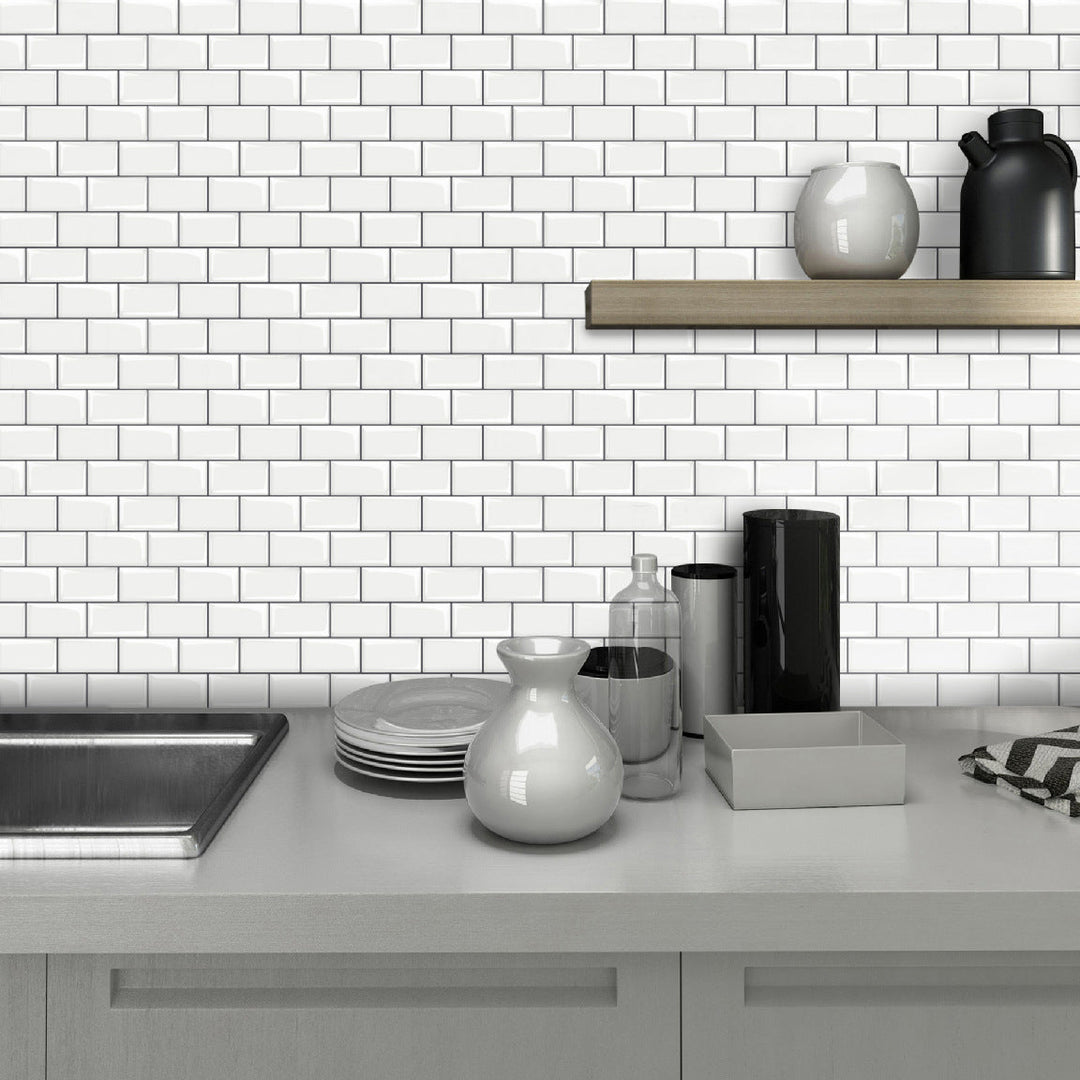 BowLift | 12"x 12" Resin Mosaic Tiles Square Self-Adhesive Tiles for Backsplash & Wall Tile