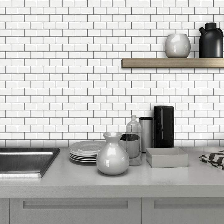 BowLift | 12"x 12" Resin Mosaic Tiles Square Self-Adhesive Tiles for Backsplash & Wall Tile