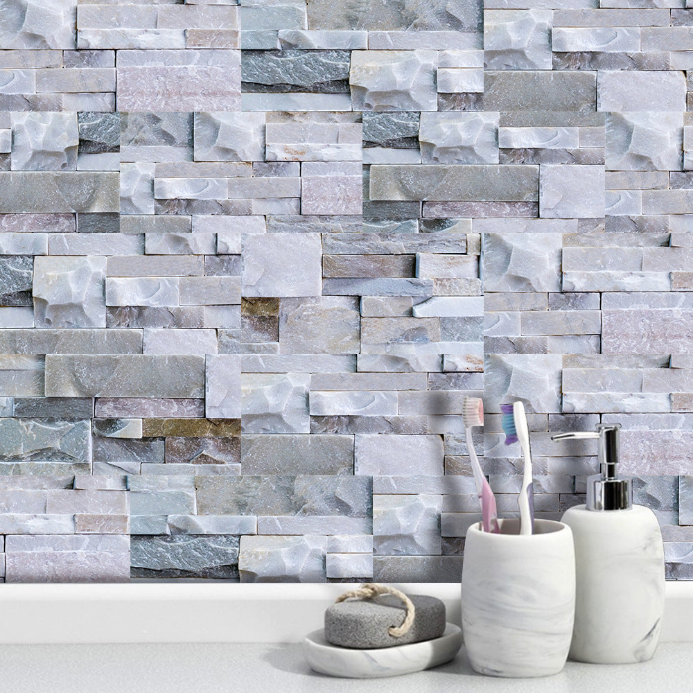 BowLift | Modern Gray PVC Peel and Stick Tiles Rectangular Stacked Stone Mosaic Tile