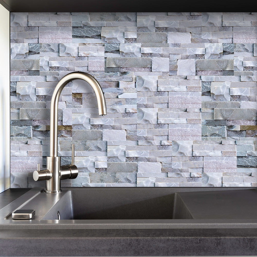 BowLift | Modern Gray PVC Peel and Stick Tiles Rectangular Stacked Stone Mosaic Tile