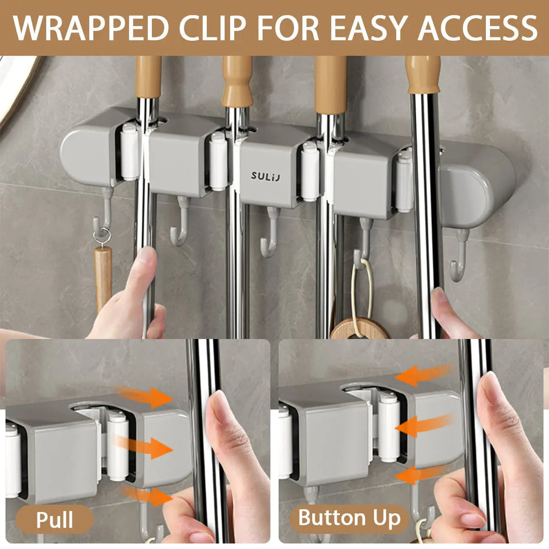 Wall mount for brooms, mops & tools | Bowlift