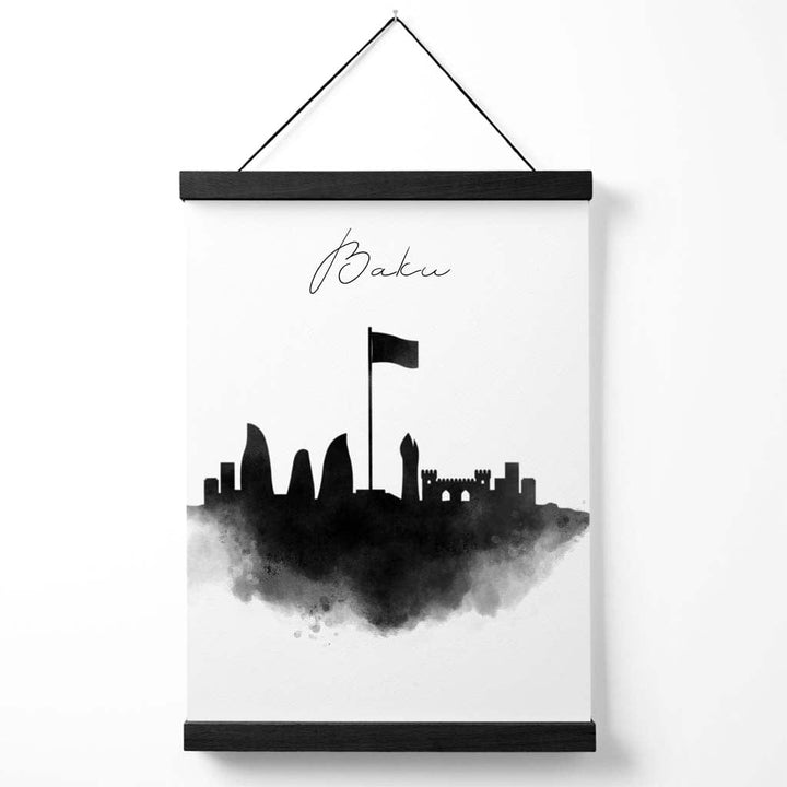 Baku Watercolor Skyline City Poster with Hanger | Bowlift
