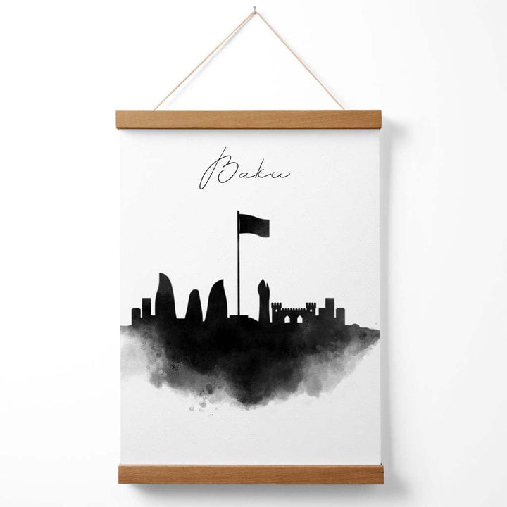 Baku Watercolor Skyline City Poster with Hanger | Bowlift