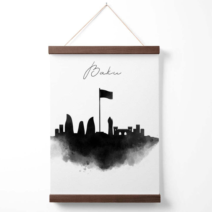 Baku Watercolor Skyline City Poster with Hanger | Bowlift