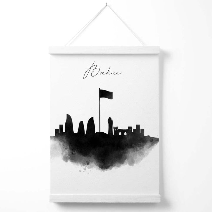 Baku Watercolor Skyline City Poster with Hanger | Bowlift