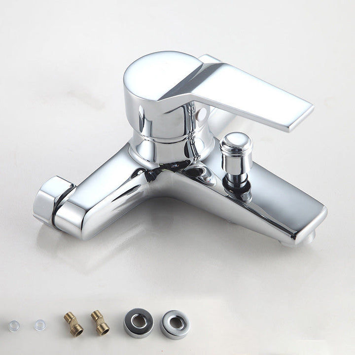 BowLift | Modern Silver Faucet Copper with 1-Handle 2-Hole Bathroom Faucet