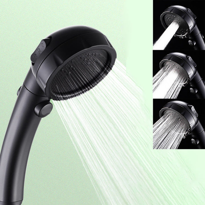 BowLift | Contemporary Shower Head Round Handheld Shower Head Combination in Black