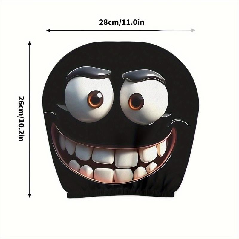 BowLift | 2pcs Set of Funny Big-Eyed Grinning Cartoon Print Car Seat Headrest Covers