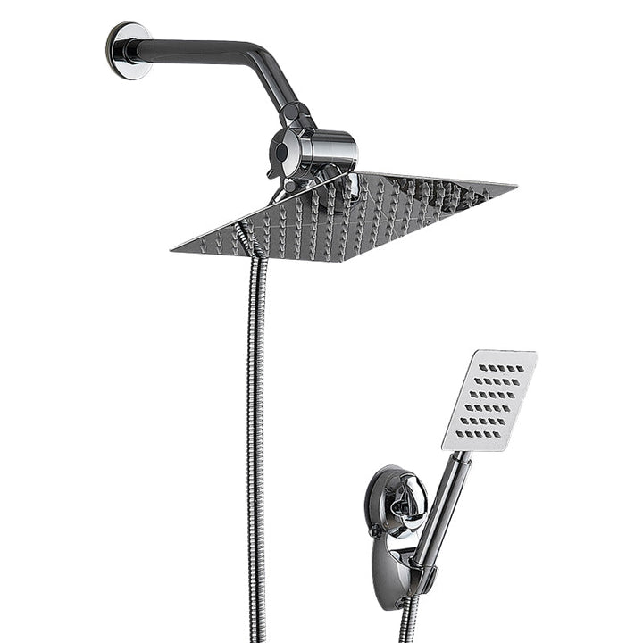 BowLift | Silver Square Double Shower Head Modern Water Filtration Wall Mounted Shower Head