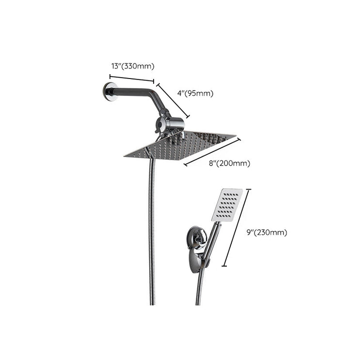 BowLift | Silver Square Double Shower Head Modern Water Filtration Wall-Mounted Shower Head