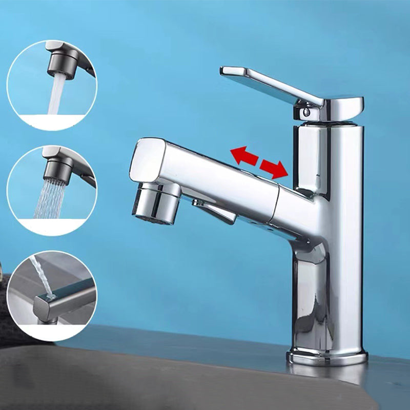 BowLift | Modern bathroom sink faucet with brass lever handles and swivel spout