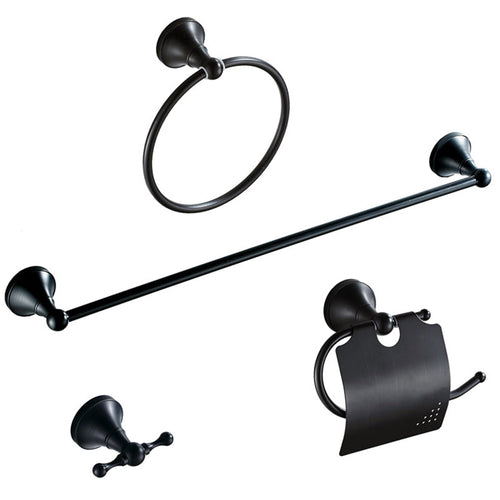 BowLift | Metal Bathroom Set 4-piece Traditional Style Black Bathroom Accessory Set