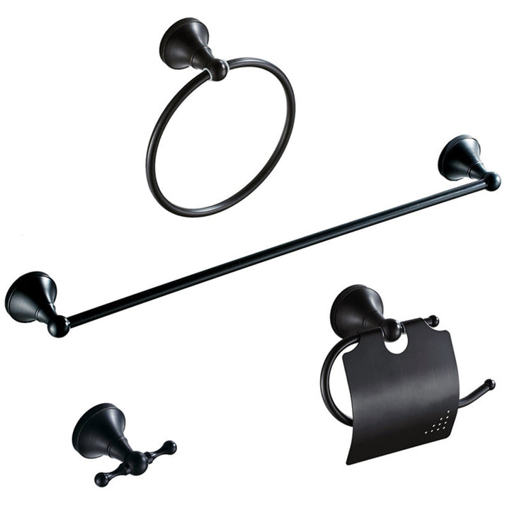 BowLift | Metal Bathroom Set 4-piece Traditional Style Black Bathroom Accessory Set