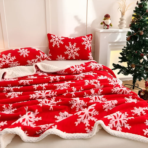 Soft fleece Bowliftanket with snowflake pattern – Cozy & warming | Perfect for sofa and bed | Bowlift
