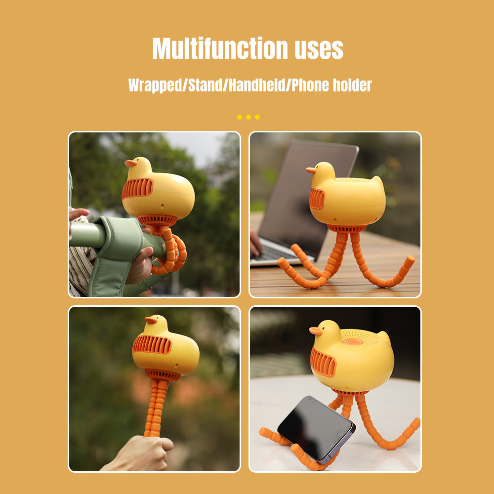 Yellow Duck Bladeless Baby Stroller Fan with 130° Auto Rotation | Bowlift