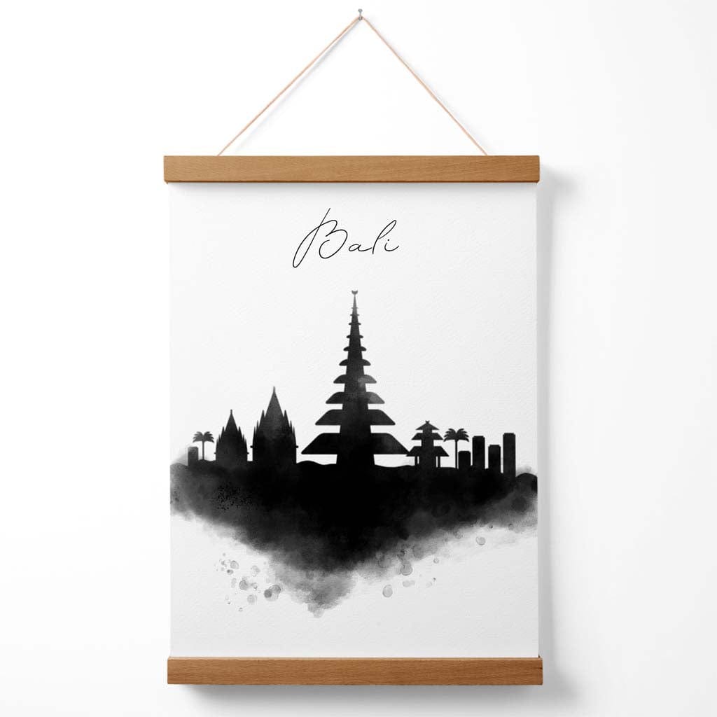 Bali Watercolor Skyline City Poster with Hanger | Bowlift