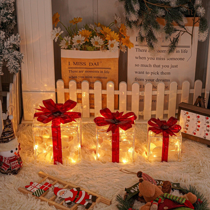 BowLift | GlowBox – LED Gift Boxes Set for Christmas Decoration (3 Pieces)