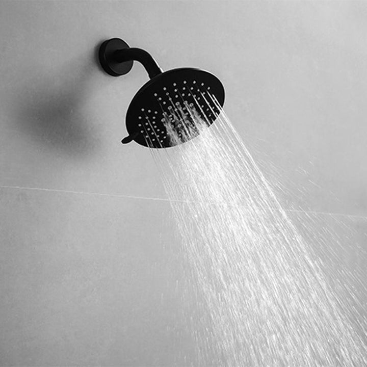 BowLift | Round Fixed Shower Head Matte Black 5 Spray Patterns Wall Mounted Shower Head
